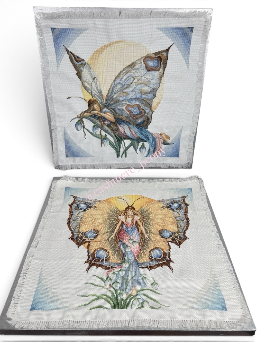 Maria van Scharrenburg Hand Stitched Day & Night Enchanted Butterfly Fairies Art